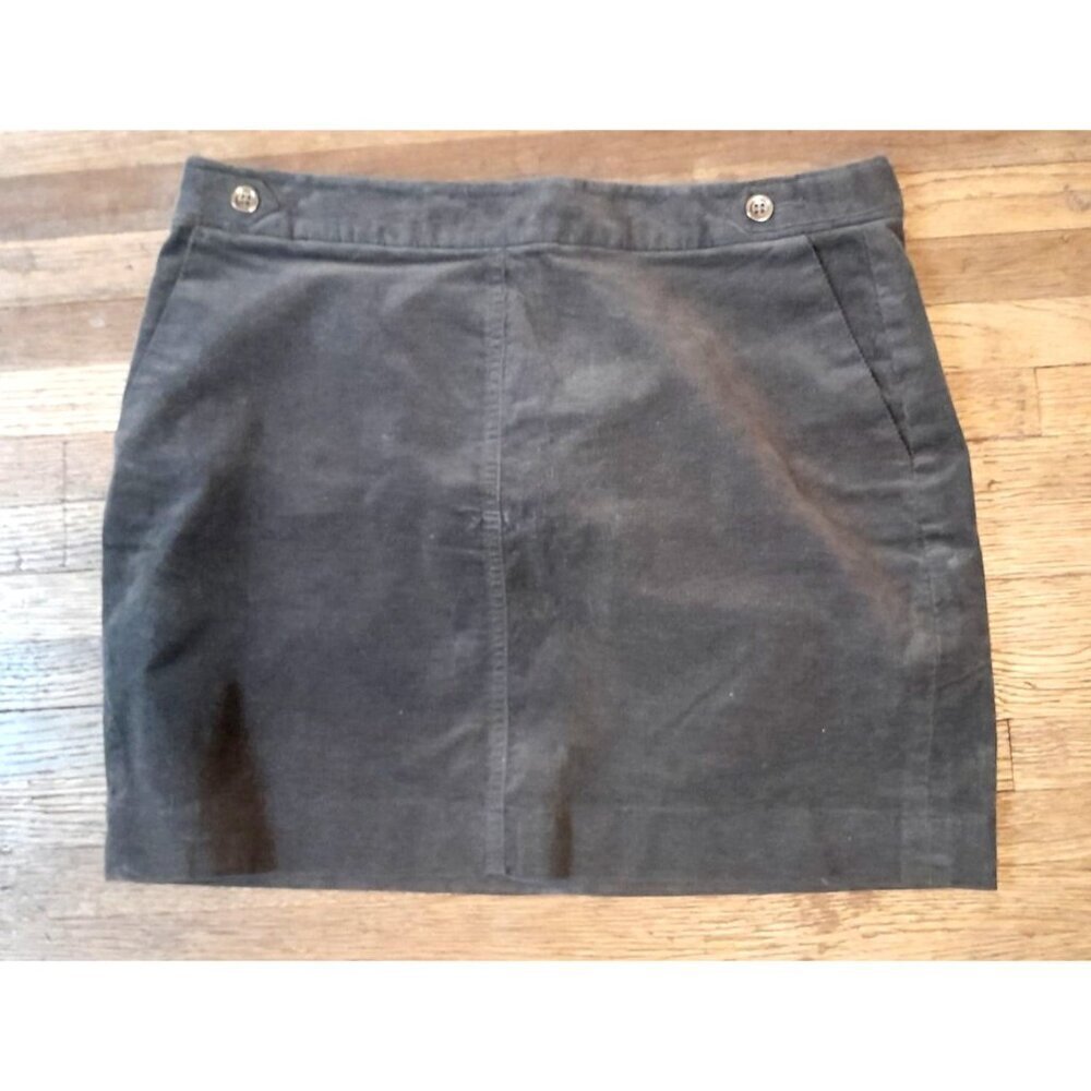 Banana Republic Corduroy Mini Skirt Cowgirl Western Casual Gray Pockets Sz 8